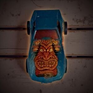 Vintage Mattel 1975 Hot Wheels Blue Red Tiki Corvette Stingray Die Cast Car